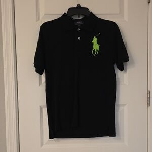 Polo by Ralph Lauren Black Polo Shirt with Green Logo